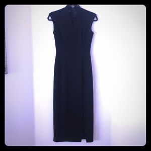 Tahari chic black dress with front slit